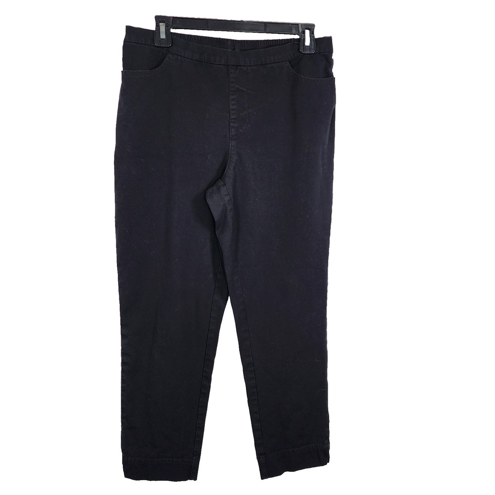 Isaac Mizrahi Live! 24/7 Stretch Ankle Pant Pockets Reg 12 Black Pull On A300893